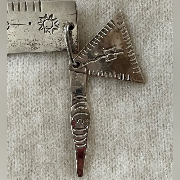 925 Sterling Silver Vintage 80’s Mexico Pin Brooch Native American Rectangle - Picture 2 of 11